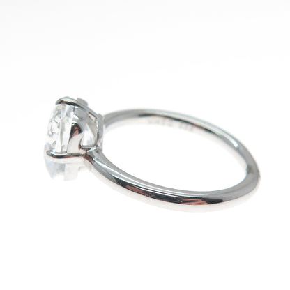 DSMK 925 Sterling Silver Cushion-Cut Shaped C Z Engagement Ring Size 7.25