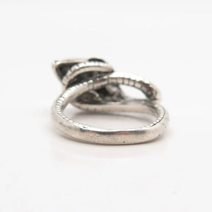 925 Sterling Silver Vintage Cobra Wrapped Ring Size 8.5