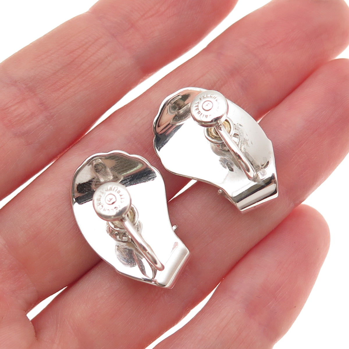 Felch Danecraft 925 Sterling Silver Vintage Modernist Screw Back Earrings