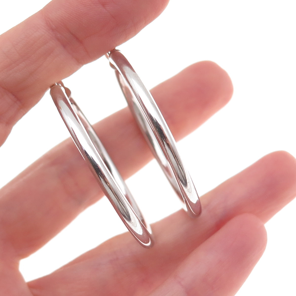 Han 925 Sterling Silver Italy Tube Hoop Earrings