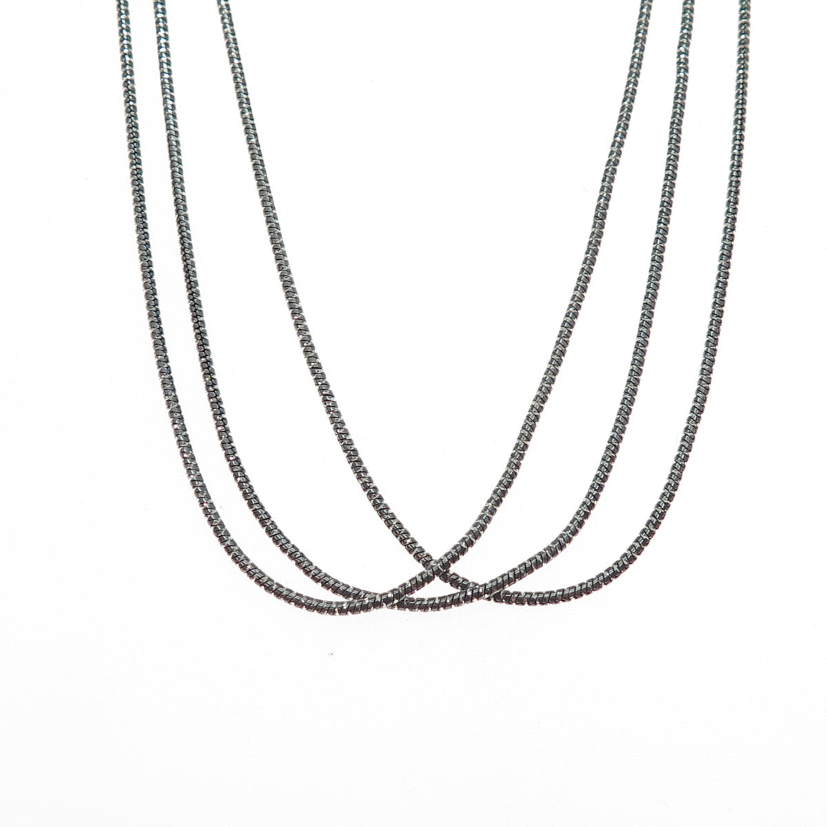 HAGIT GORALI 925 Sterling Silver Vintage Heart Multi-Strand Chain Necklace 18"