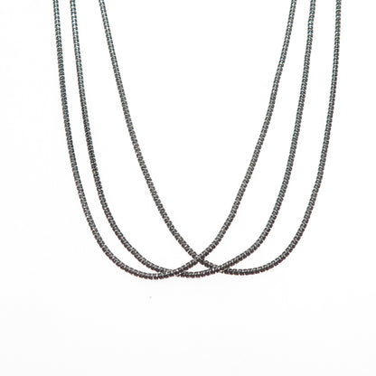 HAGIT GORALI 925 Sterling Silver Vintage Heart Multi-Strand Chain Necklace 18"