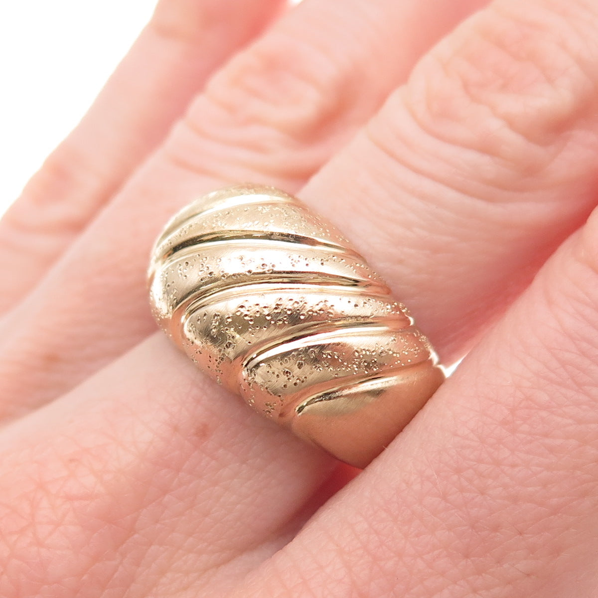 GioIelli Di Valenza 925 Sterling Gold Plated Vintage Italy Modernist Ring Size 8