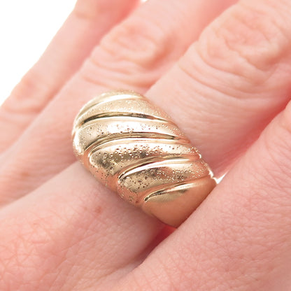 GioIelli Di Valenza 925 Sterling Gold Plated Vintage Italy Modernist Ring Size 8