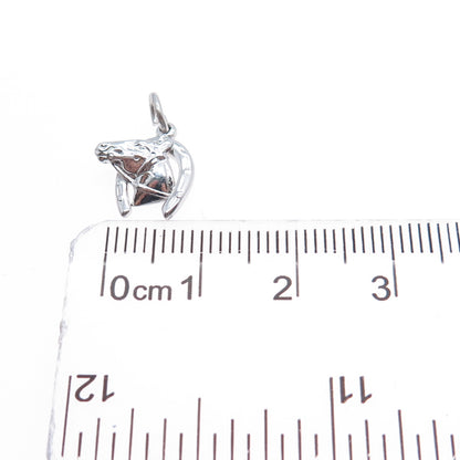 J.M. FISHER 925 Sterling Silver Vintage Horse Shoe Club Mini Charm Pendant