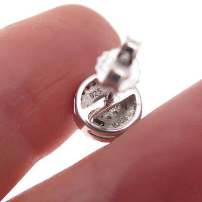 925 Sterling Silver Real Round-Cut Diamond Stud Earrings