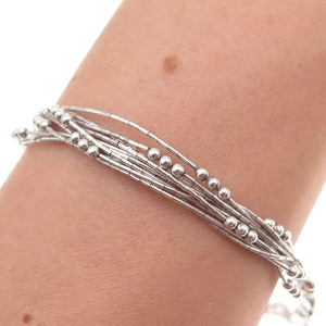 Sunrise Old Pawn 925 Sterling Silver Vintage Beaded Liquid Chain Bracelet 7.25"