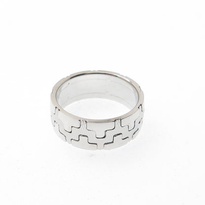 NEOS 925 Sterling Silver Textured Puzzle Band Ring Size 8.75