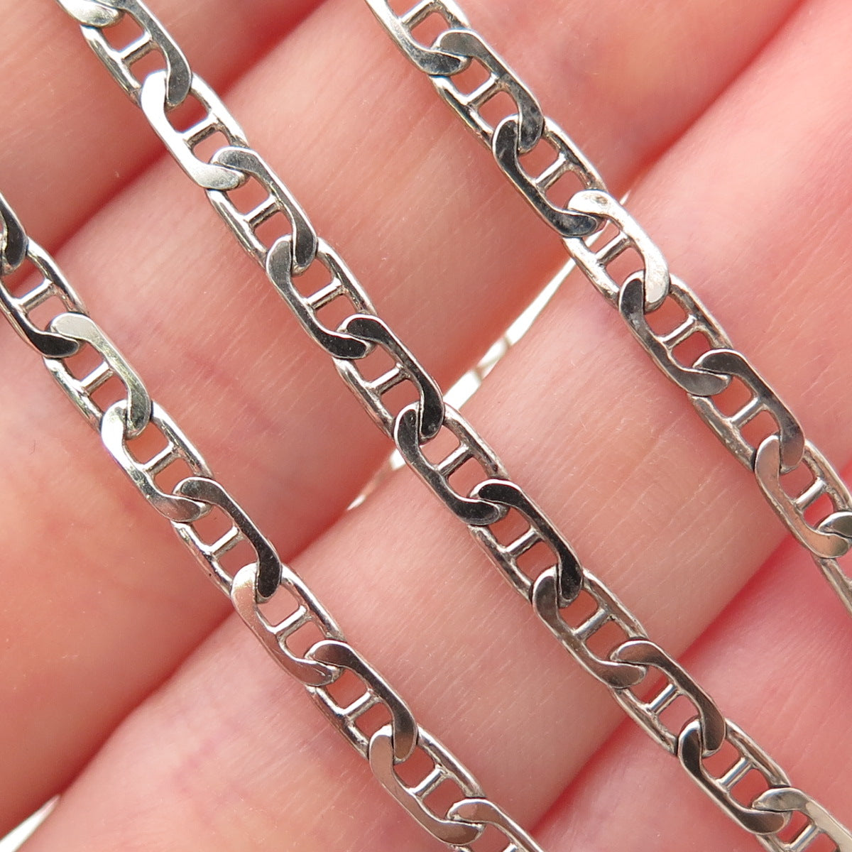 925 Sterling Silver Vintage Italy Anchor Mariner Chain Necklace 18"