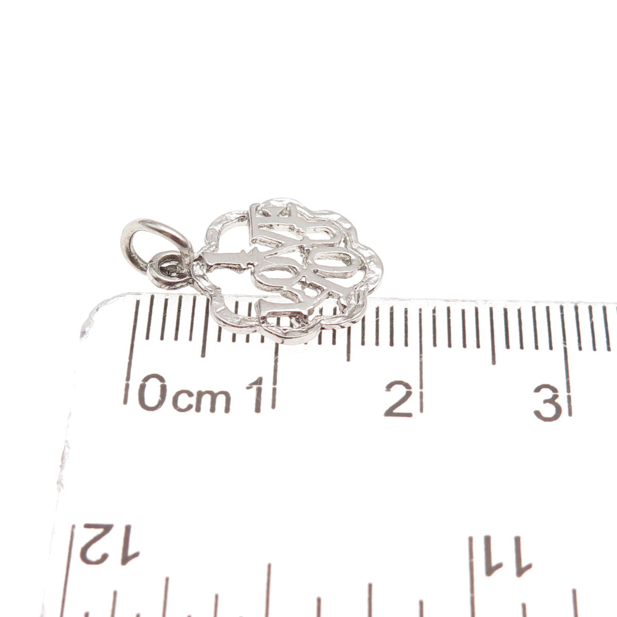 925 Sterling Silver Vintage I Love You Oxidized Mini Charm Pendant