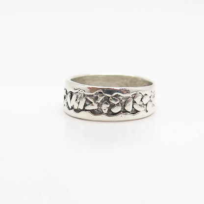 925 Sterling Silver Vintage Bell Trading Post Pebble Band Ring Size 7.5