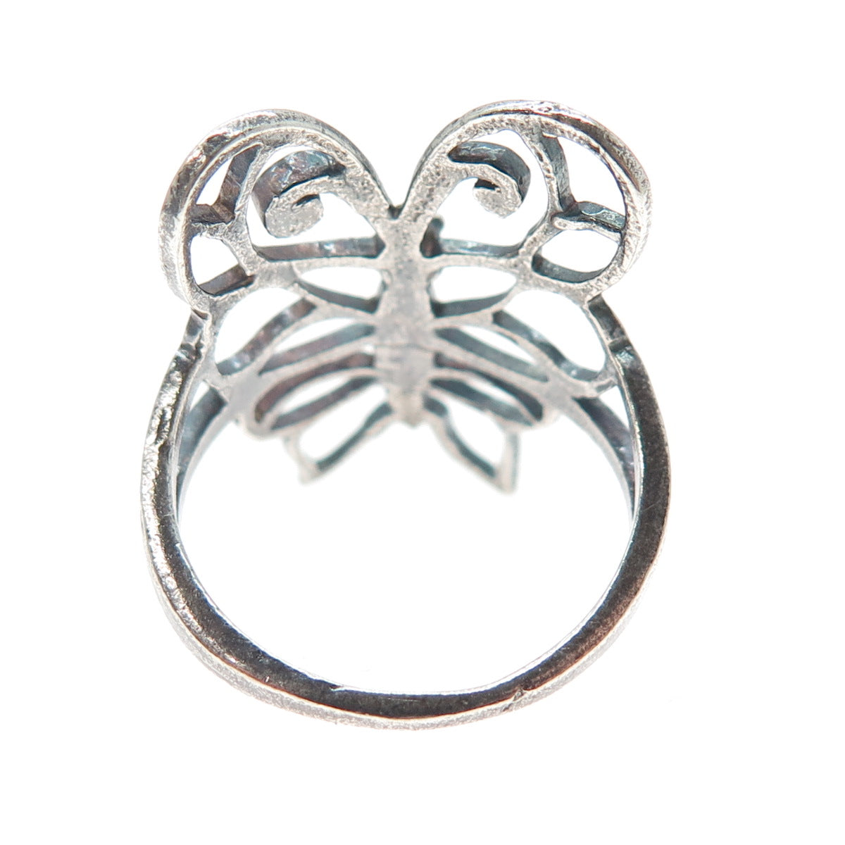 925 Sterling Silver Vintage Butterfly Oxidized Ring Size 9.25