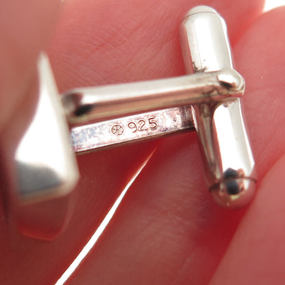925 Sterling Silver Vintage Real Amber Modernist Cufflinks