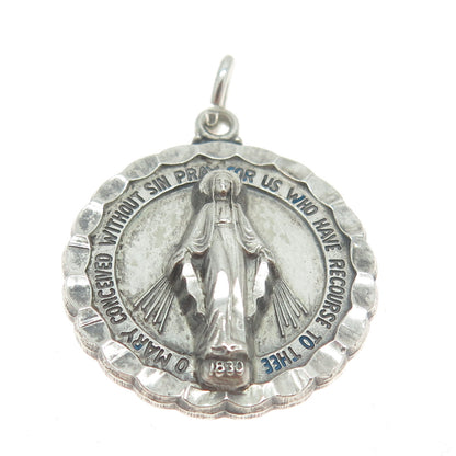 HAYWARD 925 Sterling Silver Antique 1830 St. Mary Miraculous Religious Pendant