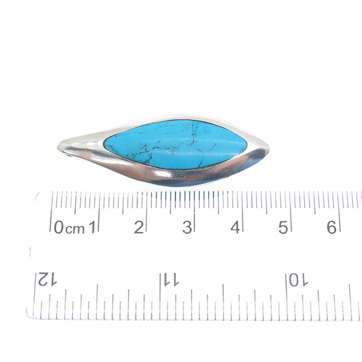 925 Sterling Vintage Morenci Turquoise Black Onyx Petal Dual Sided Slide Pendant