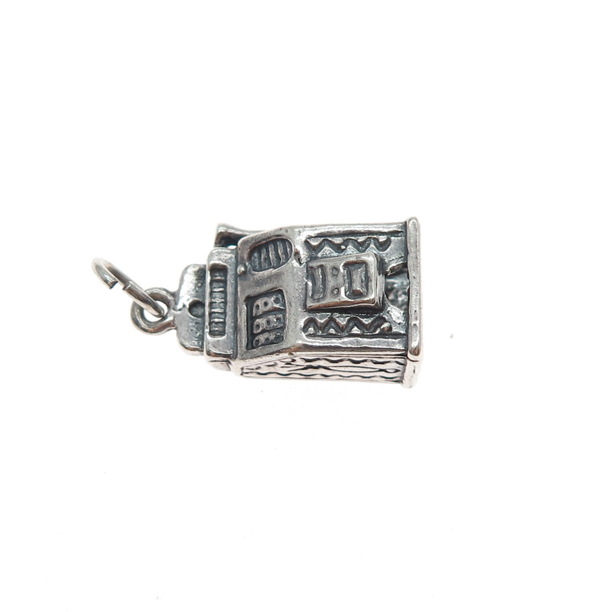 Old Pawn Sterling Silver Vintage Slot Machine Casino Minimalist Charm Pendant