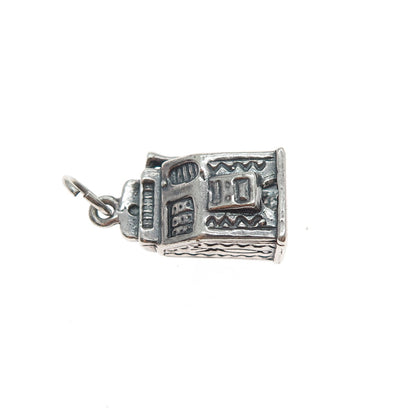 Old Pawn Sterling Silver Vintage Slot Machine Casino Minimalist Charm Pendant