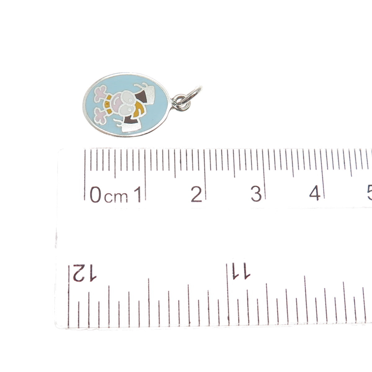 925 Sterling Silver Vintage Enamel Cartoon Character Toddler Minimalist Pendant