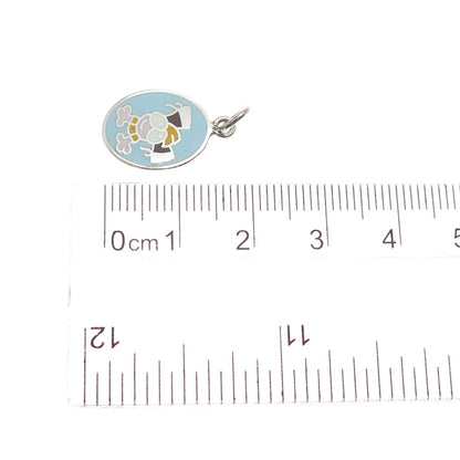 925 Sterling Silver Vintage Enamel Cartoon Character Toddler Minimalist Pendant