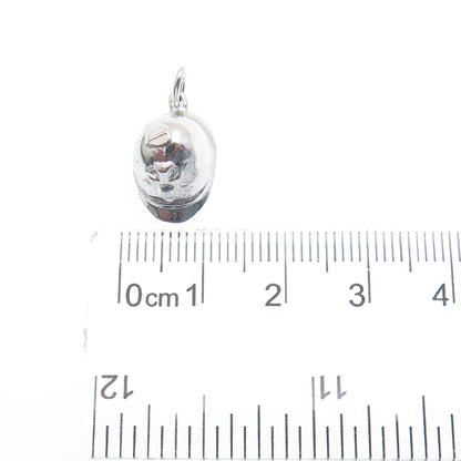 925 Sterling Silver Antique Bermuda Fireman Helmet Minimalist 3D Charm Pendant
