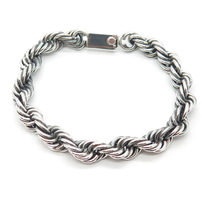 925 Sterling Silver Vintage Mexico Twisted Rope Link Bracelet 6.75"
