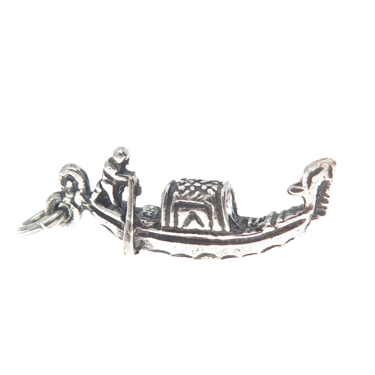 800 Silver Vintage Gondola Boat Minimalist Oxidized Charm Pendant