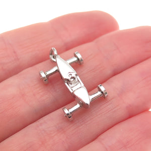 Wells Sterling Silver Vintage Enamel Number 14 Retro Racing Car 3D Mini Pendant