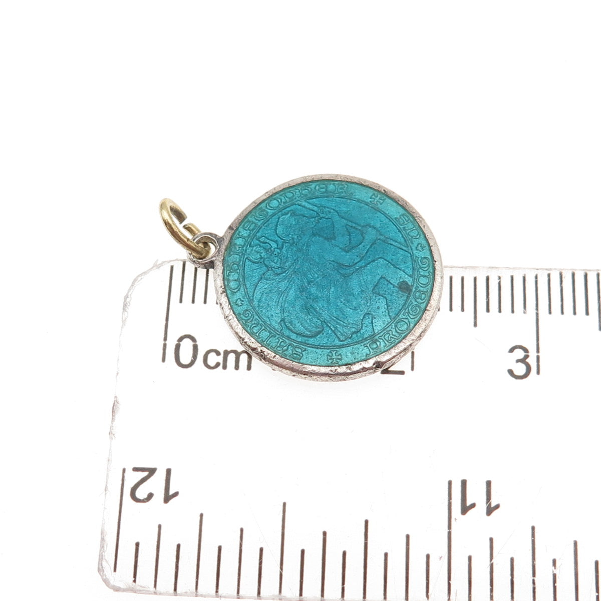Charles Thomae Sterling Silver Antique Art Deco Enamel St. Christopher Pendant