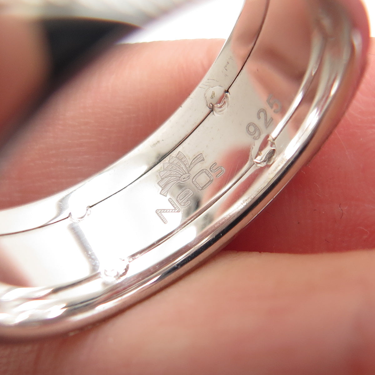 NEOS 925 Sterling Silver Textured Zig Zag Band Ring Size 10.25