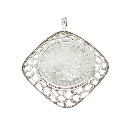 900 Silver Antique 1880 One US Dollar "Morgan Dollar" Coin Nugget Pendant