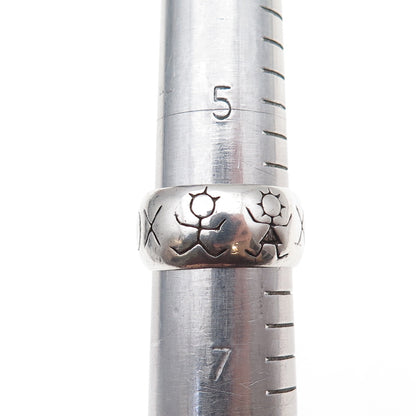 925 Sterling Silver Vintage XOX Hugs & Kisses Couple Oxidized Ring Size 6.25
