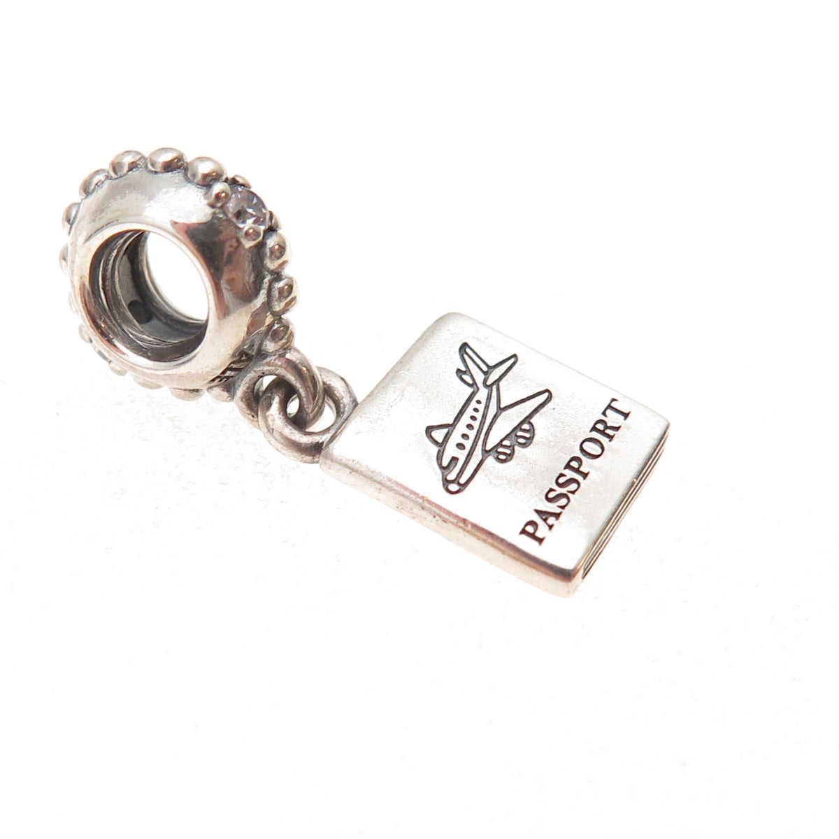 Pandora 925 Sterling Silver C Z Passport Adventure Awaits Dangle Charm