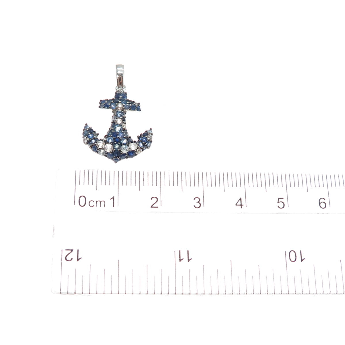 EFFY 925 Sterling Silver Real Multi-Color Sapphire Anchor Charm Pendant
