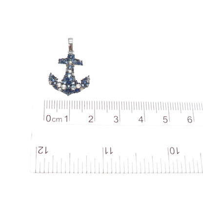 EFFY 925 Sterling Silver Real Multi-Color Sapphire Anchor Charm Pendant