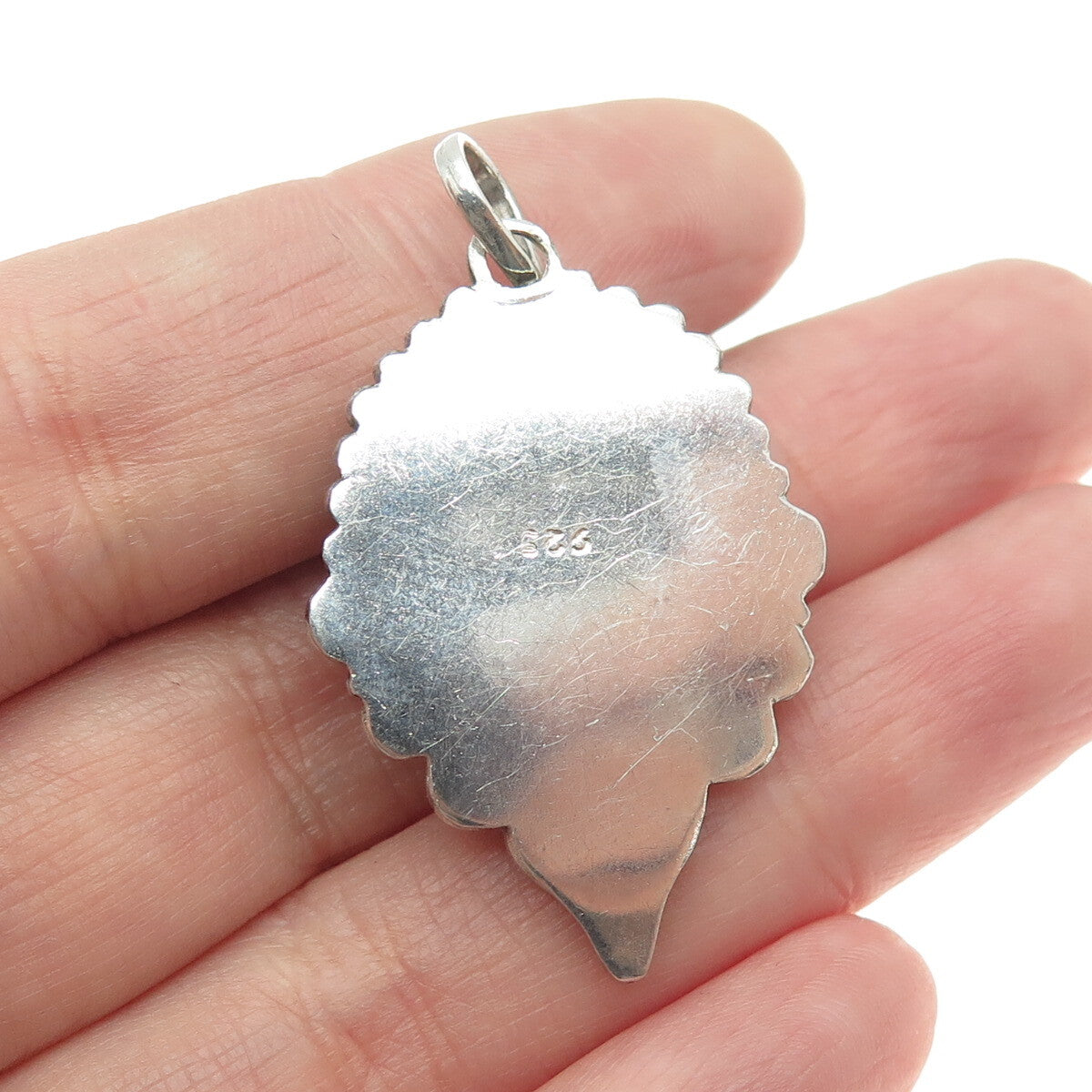 925 Sterling Silver Vintage Real Amethyst Swirl & Beaded Oxidized Pendant