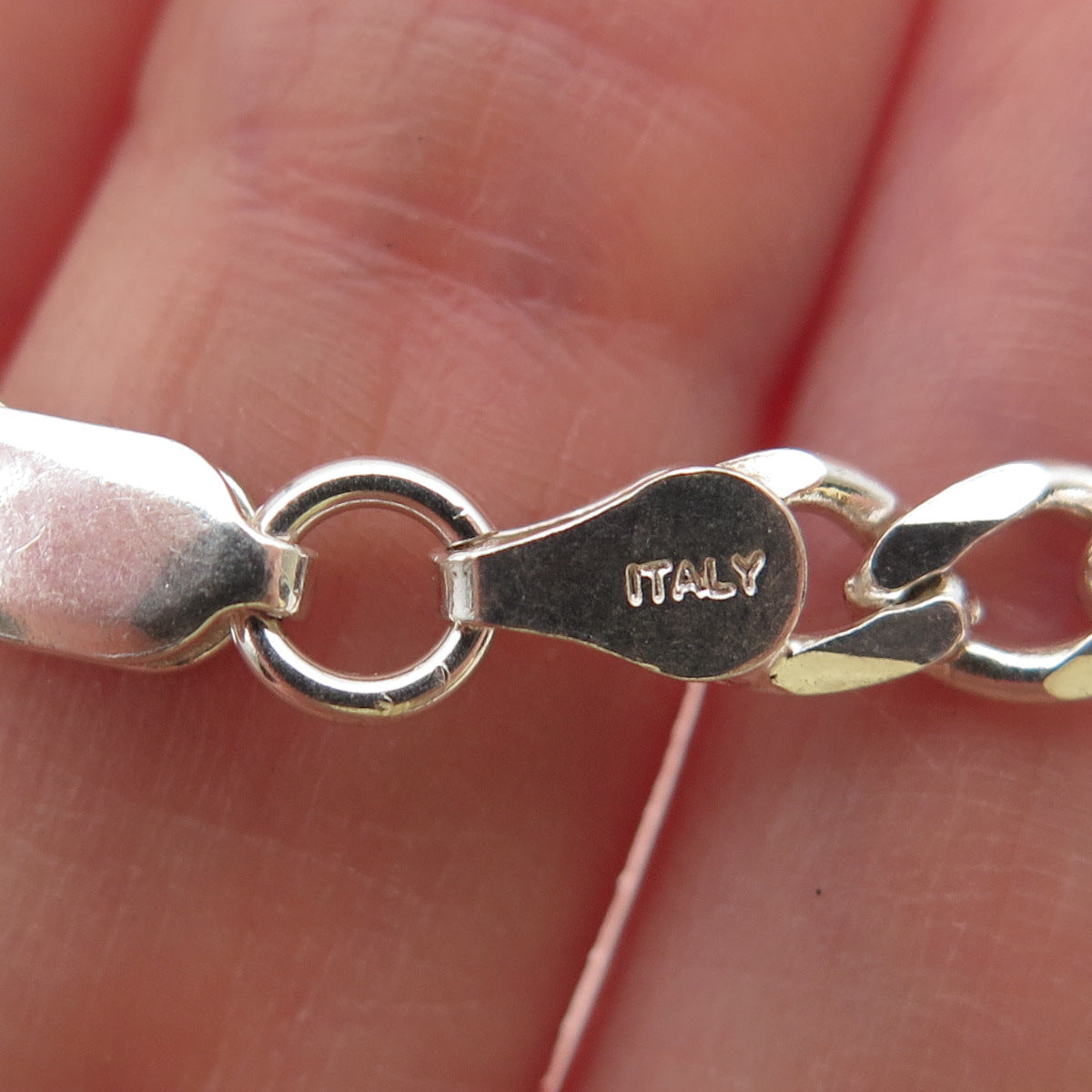 925 Sterling Silver Vintage Italy Figaro Chain Necklace 20"