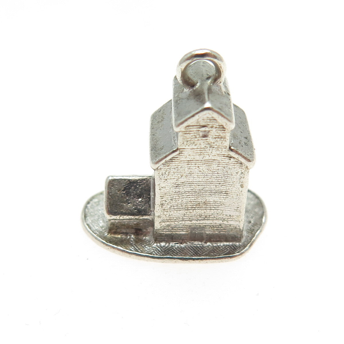 925 Sterling Silver Antique Old House 3D Pendant
