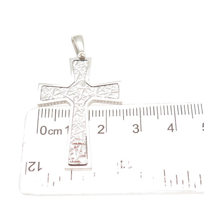 925 Sterling Silver Italy Diamond-Cut Cross Charm Pendant