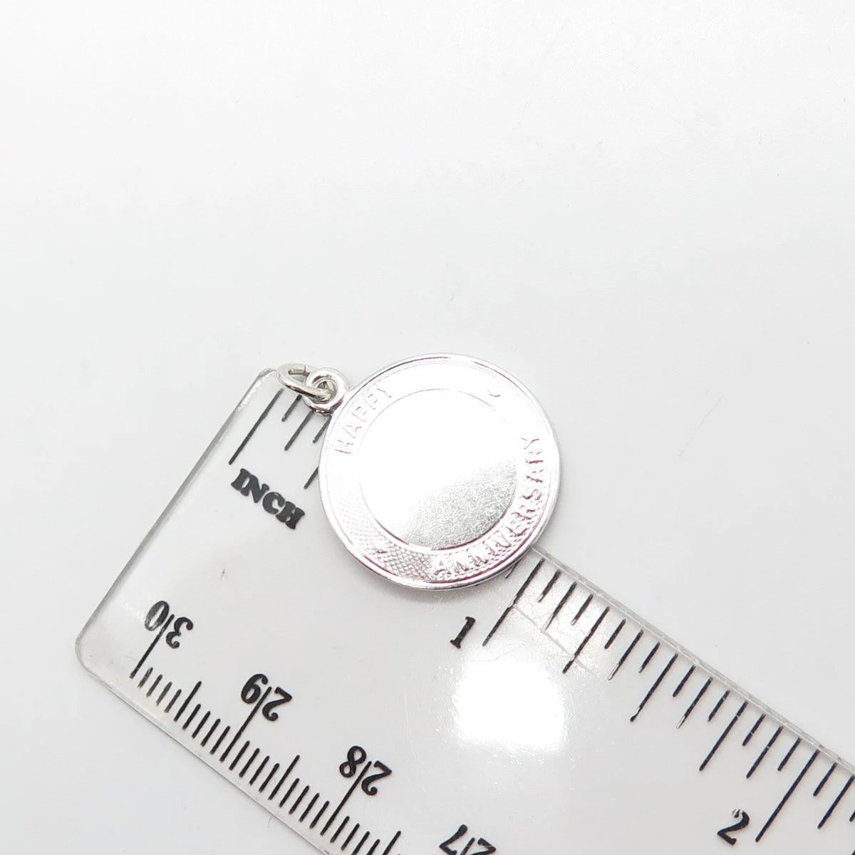 925 Sterling Silver Vintage "Happy Anniversary" Round Pendant