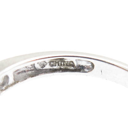 925 Sterling Silver Round & Emerald-Cut C Z Ring Size 9.25