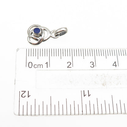 FRANKLIN MINT Sterling Vintage 1998 Real Lapis Celtic Trinity Knot Mini Pendant