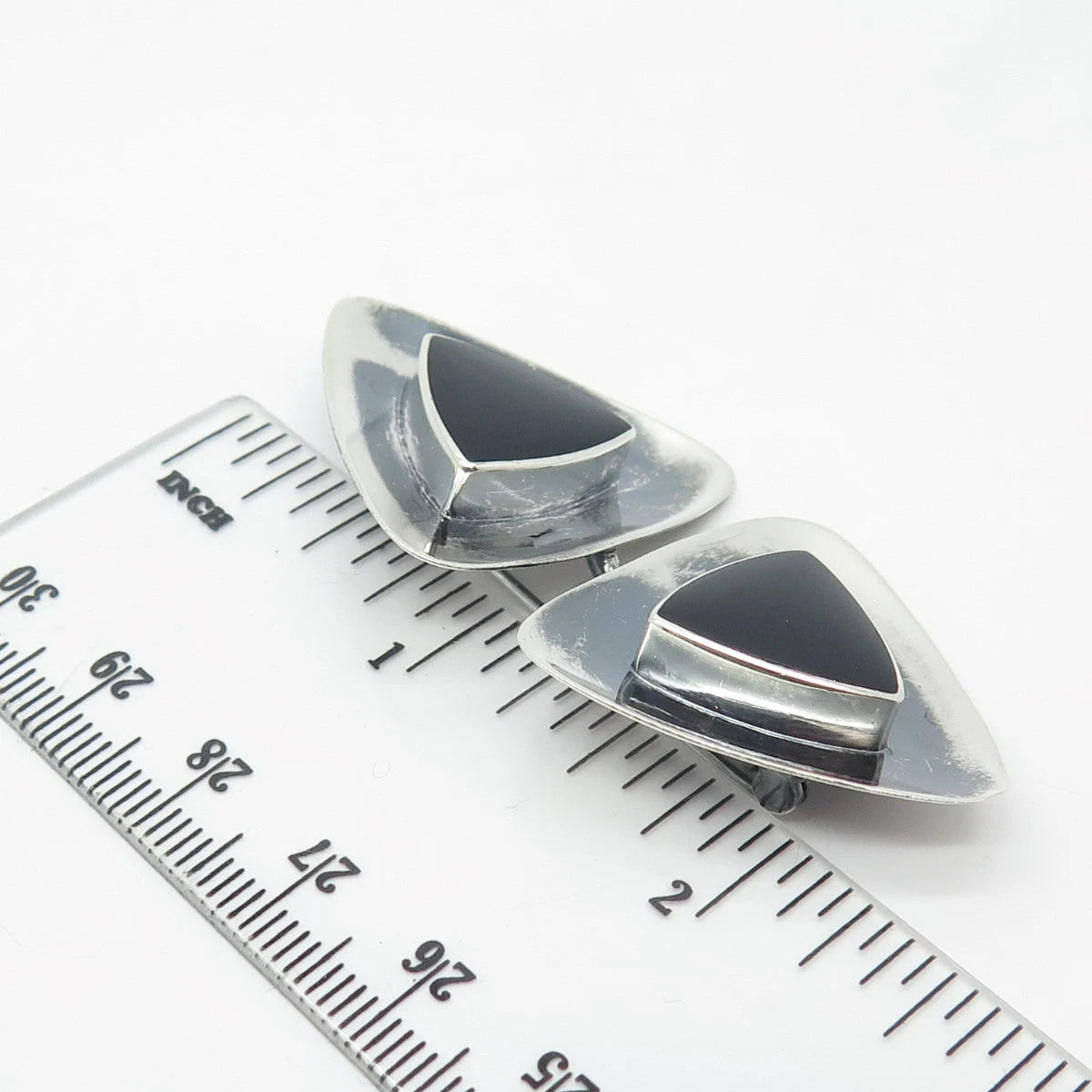 925 Sterling Silver Vintage BOMA Real Black Onyx Gemstone Pin Brooch