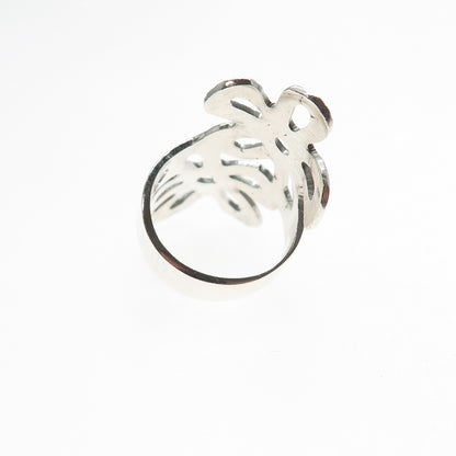 925 Sterling Silver Vintage Mexico Flower Blossom Bypass Ring Size 5.75