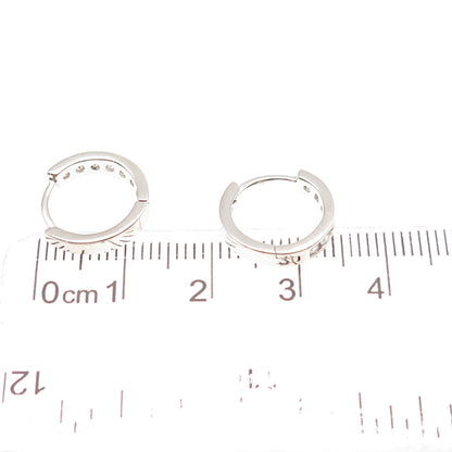 925 Sterling Silver Round-Cut C Z Hoop Earrings