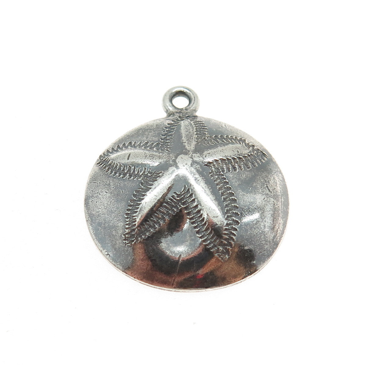 925 Sterling Silver Vintage Sand Dollar Oxidized Pendant