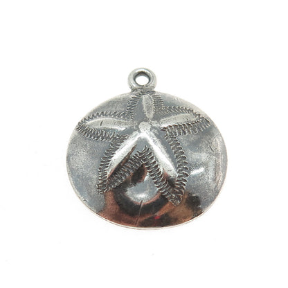 925 Sterling Silver Vintage Sand Dollar Oxidized Pendant