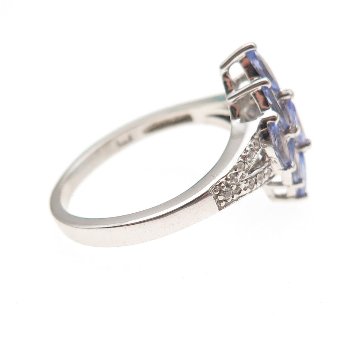 Chuck Clemency 925 Sterling Silver Real Tanzanite & White Topaz Ring Size 9.25