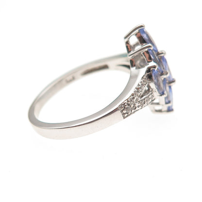 Chuck Clemency 925 Sterling Silver Real Tanzanite & White Topaz Ring Size 9.25