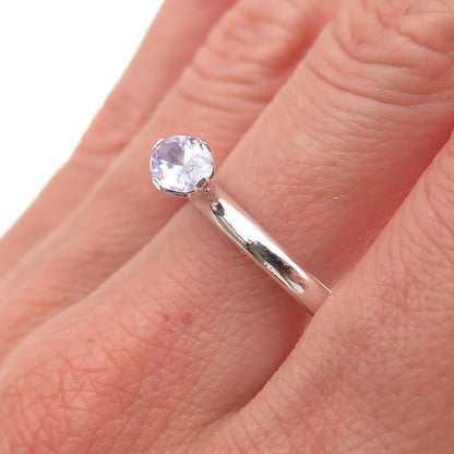 Pandora 925 Sterling Silver Oval-Cut Lavender C Z Ring Size 9