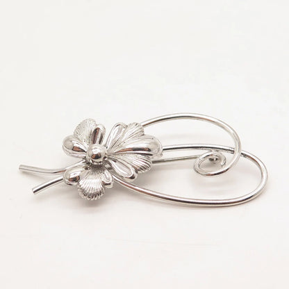 925 Sterling Silver Vintage Forstner Floral Pin Brooch